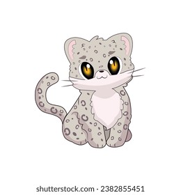 Snow leopard in cartoon form is suitable for prints and for children's books and coloring books