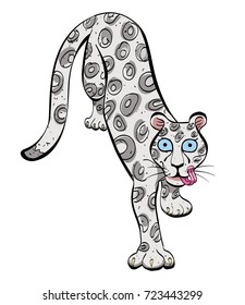 Snow leopard cartoon image. Artistic freehand drawing.