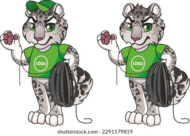 snow leopard cute provider animal mascot cable