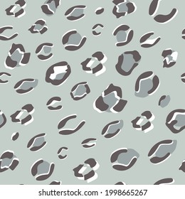 Snow leopard fur seamless pattern for textile, fabric, wrapping paper, wallpaper and other print and design. Vector illustration.