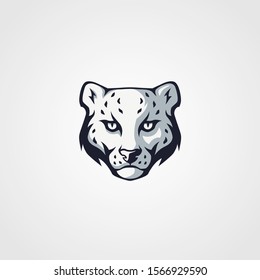 Snow leopard head mascot logo design vector tiger