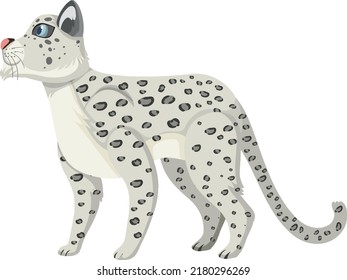 Snow leopard isolated on white background illustration