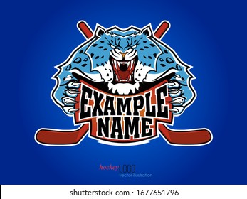 Snow Leopard logo. Head of danger snow leopard. Hockey team logo