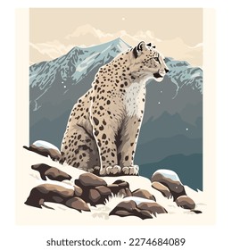 Snow Leopard Vector Art & Graphics