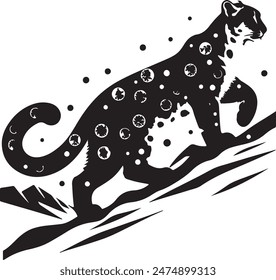 Snow Leopard silhouette vector illustration.eps