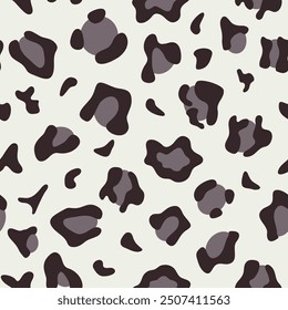 Snow leopard skin vector seamless pattern. Abstract panther wild cat animal print repeat pattern background, wallpaper, textile design.