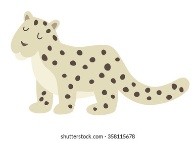 Snow Leopard. Vector illustration, isolate on white  background