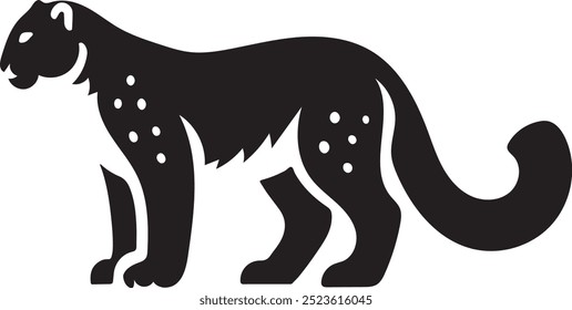 Snow Leopard Vector Silhouette , Snow Leopard Illustration , Snow Leopard Art Hand Drawn Line Art