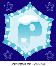 Snow letter P