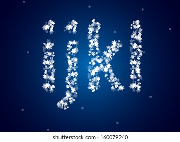 Snow letters over snow background