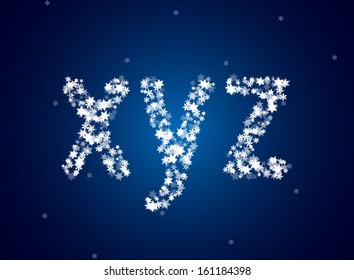 Snow letters over snow background