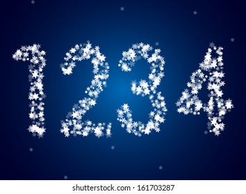 Letras de nieve sobre fondo de nieve