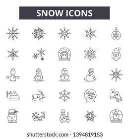 Snow line icon signs.  Linear vector outline illustration set concept.