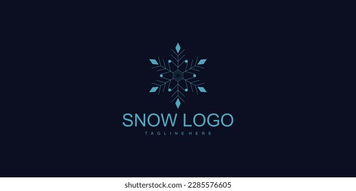 Diseño de logotipo de nieve con concepto moderno de vector premium