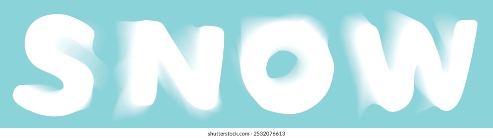 Snow logo design on blue background. White blend effect sign pictogram. Lettering print on t shirt. Vector