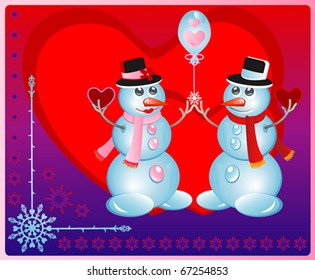 Snow love. Vector.