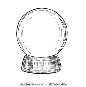 Ilustración dibujada a mano por el globo de nieve, vector.	
