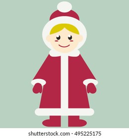 Snow Maiden, a girl, cartoon vector