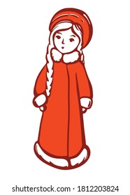 Snow maiden, granddaughter of Santa Claus. Vector illustration on an isolated background.