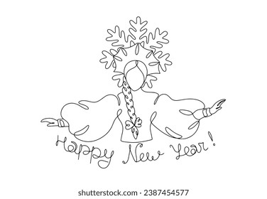 Empleada de nieve con una larga trenza y una corona de invierno. Carácter de Año Nuevo. ¡Feliz Año Nuevo y Feliz Navidad! Ilustración de Año Nuevo para diferentes usos. Vector.