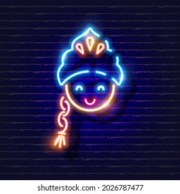 Snow Maiden Neon sign. New Year character glowing icon. New Year and Christmas concept. Vector illustration for design.