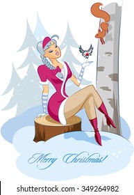 Snow maiden. Vector illustration isolated on a white background