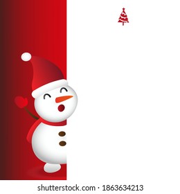 snow man cartoon character banner with Merry Christmas text on green background banner. Vector design. Christmas template for banner, ticket, leaflet, card, invitation, poster and so on