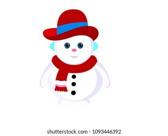 Snow Man - Cartoon Vector Image