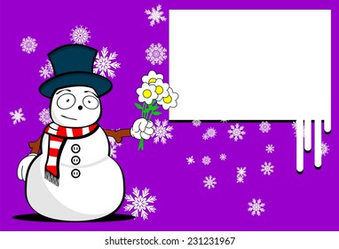 snow man cartoon xmas background card in vector format very easy to edit