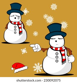 snow man cartoon xmas set in vector format very easy to edit