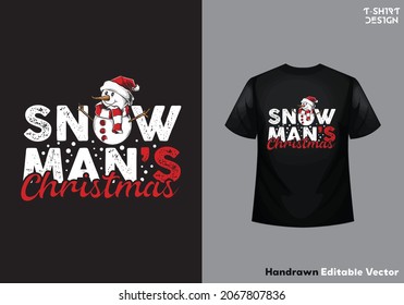 Snow man christmas t-shirt design vector