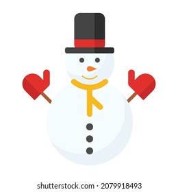 snow man flat clipart vector illustration