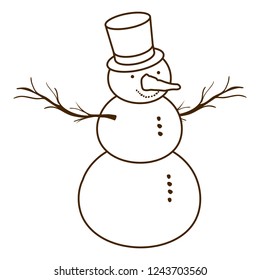 snow man with hat isolated icon