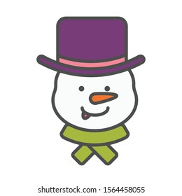 Snow man head vector icon