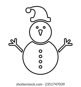 Snow Man Icon In Outline Style