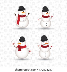 Snow man icon set