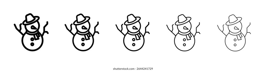 snow man icon thin outline logo mark set