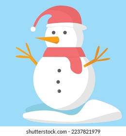 Snow Man illustration Vector Flat Style Download
