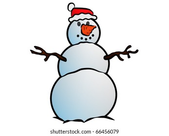  Snow man is isolated on a white background