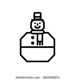 Snow man line icon. Square snowman Vector illustration. Isolate on white background, eps 10
