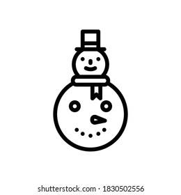 Schneemann-Zeilensymbol. Vektorgrafik. Einzeln auf weißem Hintergrund, eps10, bearbeitbarer Strich