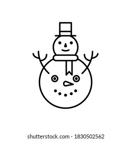 Snow man line icon. Vector illustration. Isolate on white background, eps 10, Editable stroke