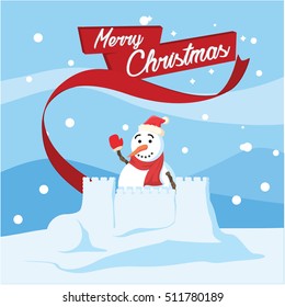 snow man on snow castle