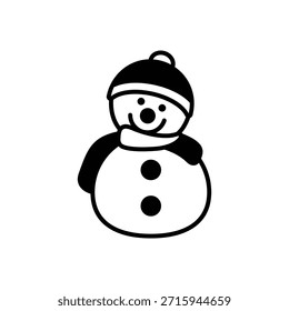 Snow Man Outdoor Winter Fun Fill Icon: Holiday Character