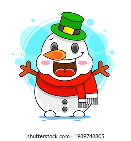 Snow Man print stock illustration on a white background. For design, decoration, logo.