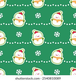 Snow man Santa Claus seamless pattern design for background, wallpaper, textile design, fabric, card, wrapping paper, notebook, diary cover, blanket, blanket for kids, decorative, and etc.