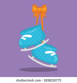 snow man skating boots design vector illustration