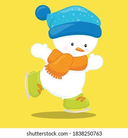 snow man skating design vector illustration