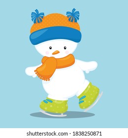 snow man skating design vector illustration