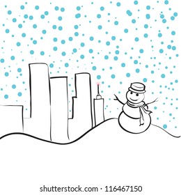 snow man sketch vector